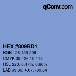 Farbcode: HEX #809BD1 | qconv.com