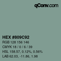 Color code: HEX #809C92 | qconv.com