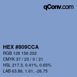 Color code: HEX #809CCA | qconv.com