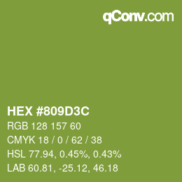 Color code: HEX #809D3C | qconv.com