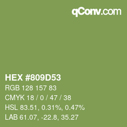 Color code: HEX #809D53 | qconv.com