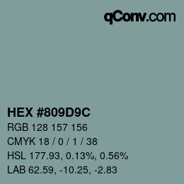 Color code: HEX #809D9C | qconv.com