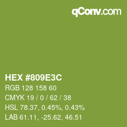 Color code: HEX #809E3C | qconv.com