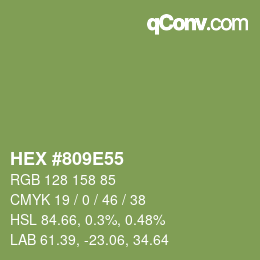 颜色代码: HEX #809E55 | qconv.com