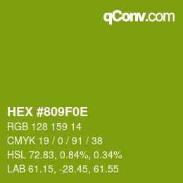 Color code: HEX #809F0E | qconv.com