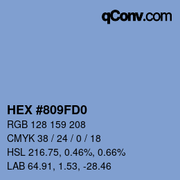 カラーコード: HEX #809FD0 | qconv.com