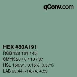 颜色代码: HEX #80A191 | qconv.com