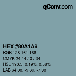 颜色代码: HEX #80A1A8 | qconv.com
