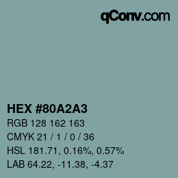 颜色代码: HEX #80A2A3 | qconv.com