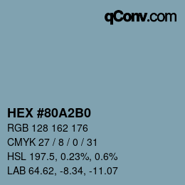 颜色代码: HEX #80A2B0 | qconv.com