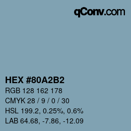 颜色代码: HEX #80A2B2 | qconv.com