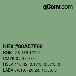 Farbcode: HEX #80A57F00 | qconv.com
