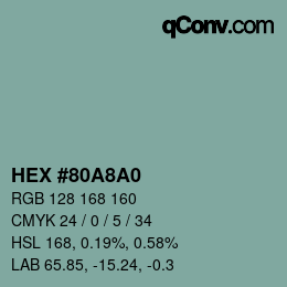 颜色代码: HEX #80A8A0 | qconv.com