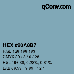 Color code: HEX #80A8B7 | qconv.com