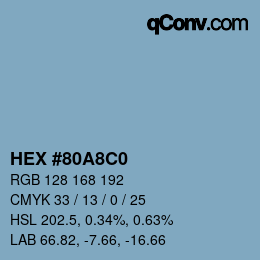Farbcode: HEX #80A8C0 | qconv.com