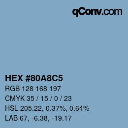 カラーコード: HEX #80A8C5 | qconv.com