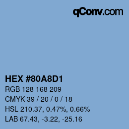 颜色代码: HEX #80A8D1 | qconv.com