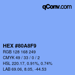 Farbcode: HEX #80A8F9 | qconv.com