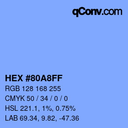 颜色代码: HEX #80A8FF | qconv.com