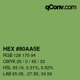 Farbcode: HEX #80AA5E | qconv.com