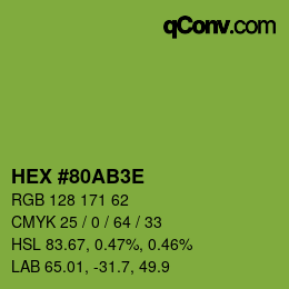 Color code: HEX #80AB3E | qconv.com