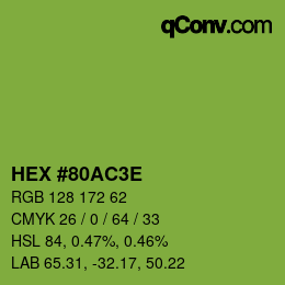 Color code: HEX #80AC3E | qconv.com