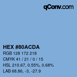 カラーコード: HEX #80ACDA | qconv.com