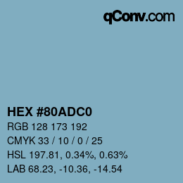 カラーコード: HEX #80ADC0 | qconv.com