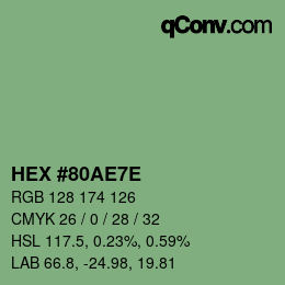 Color code: HEX #80AE7E | qconv.com