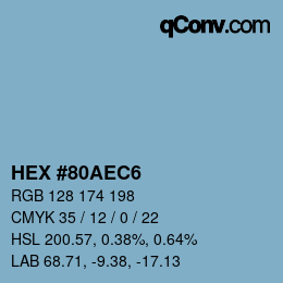 カラーコード: HEX #80AEC6 | qconv.com