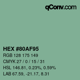 Código de color: HEX #80AF95 | qconv.com