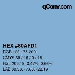 Farbcode: HEX #80AFD1 | qconv.com