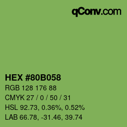 Color code: HEX #80B058 | qconv.com