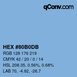 颜色代码: HEX #80B0DB | qconv.com
