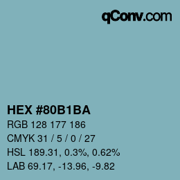 カラーコード: HEX #80B1BA | qconv.com