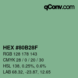 颜色代码: HEX #80B28F | qconv.com