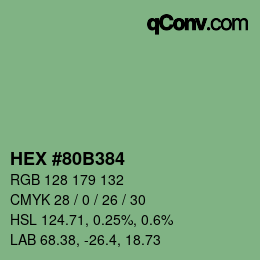 Código de color: HEX #80B384 | qconv.com