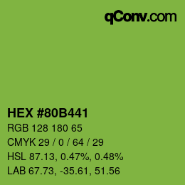 颜色代码: HEX #80B441 | qconv.com