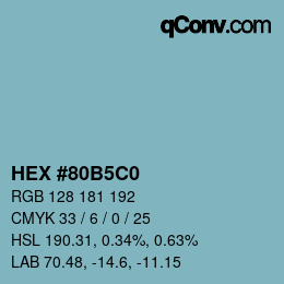 Color code: HEX #80B5C0 | qconv.com