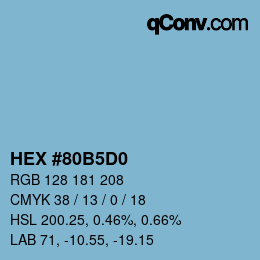 カラーコード: HEX #80B5D0 | qconv.com