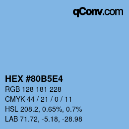 Farbcode: HEX #80B5E4 | qconv.com