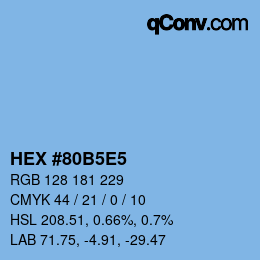 Farbcode: HEX #80B5E5 | qconv.com