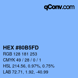 カラーコード: HEX #80B5FD | qconv.com