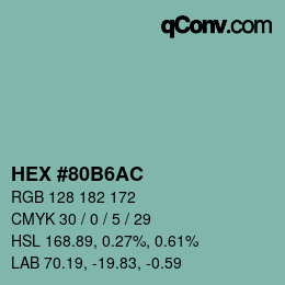 カラーコード: HEX #80B6AC | qconv.com
