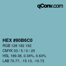 カラーコード: HEX #80B6C0 | qconv.com