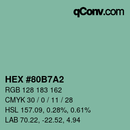 カラーコード: HEX #80B7A2 | qconv.com