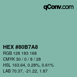 カラーコード: HEX #80B7A8 | qconv.com