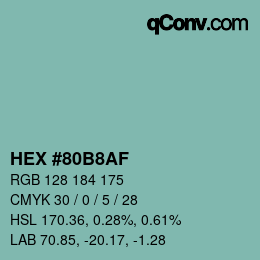 Color code: HEX #80B8AF | qconv.com