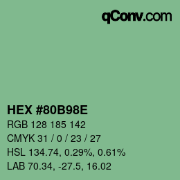 颜色代码: HEX #80B98E | qconv.com