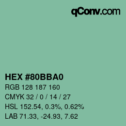Color code: HEX #80BBA0 | qconv.com
